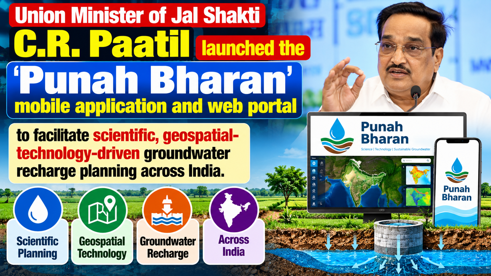 Union Jal Shakti Minister Launches 'Punah Bharan' App for Scientific Groundwater Recharge