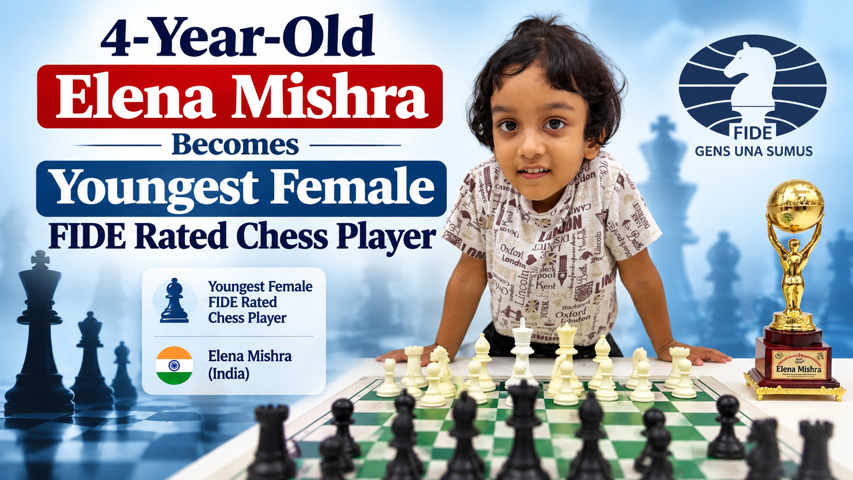 4-Year-Old Elena Mishra Becomes Youngest Female FIDE Rated Chess Player