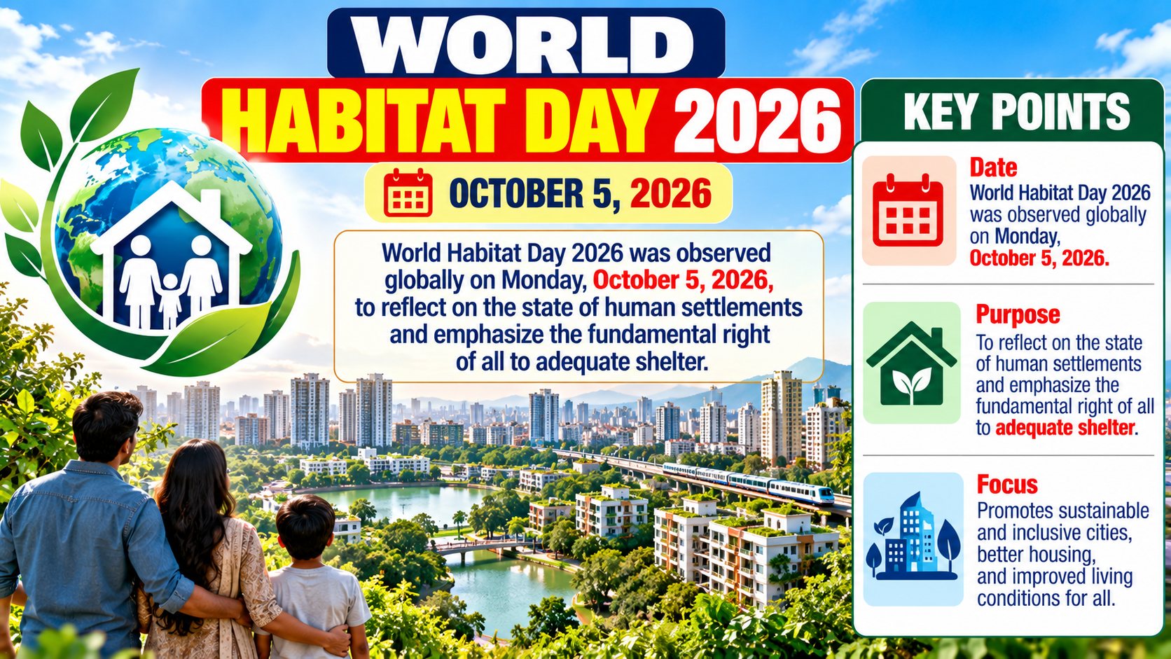 World Habitat Day 2026: Date, Theme, Global Host, and Key Highlights