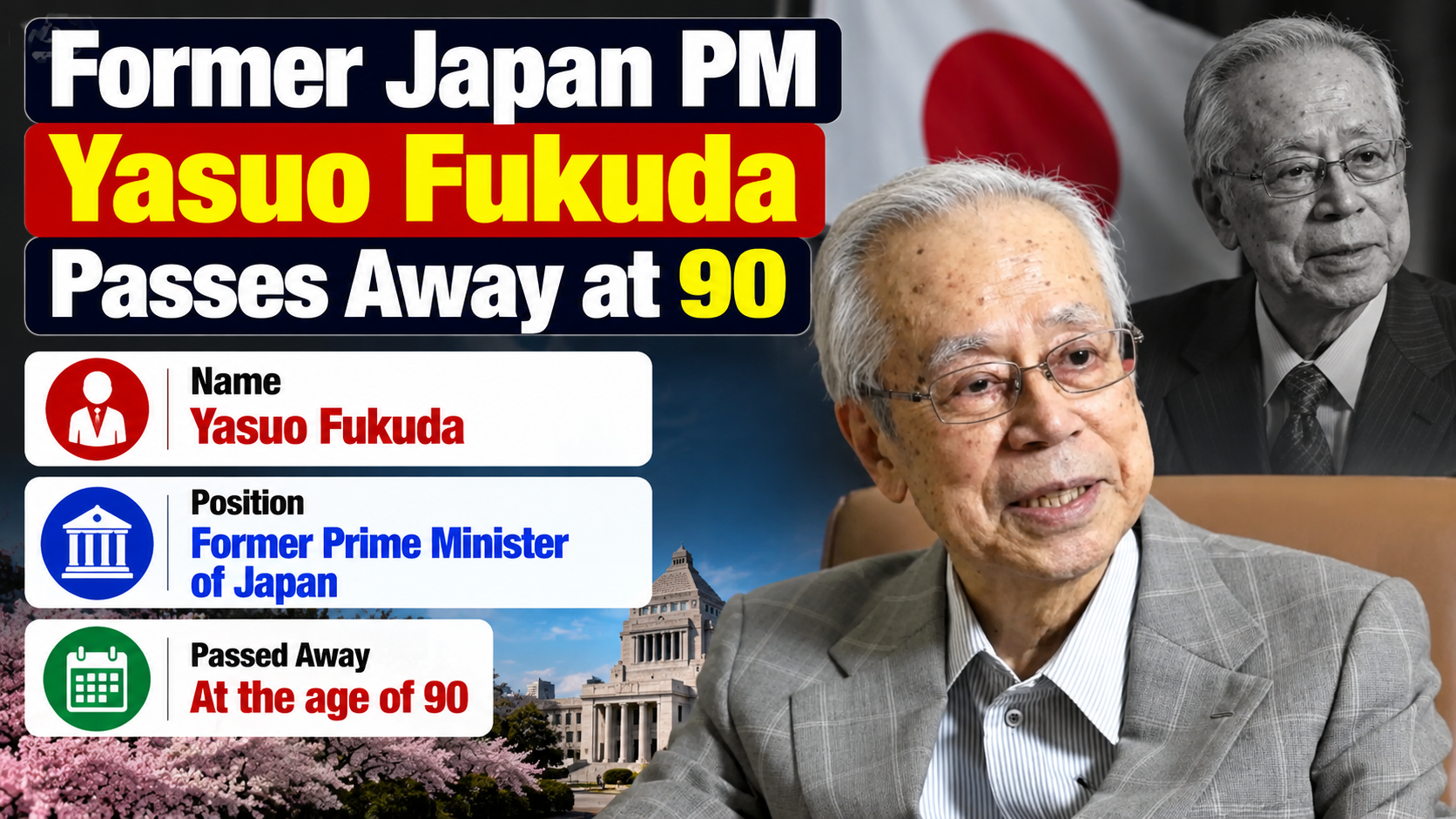 Former Japanese Prime Minister Yasuo Fukuda Passes Away at 90
