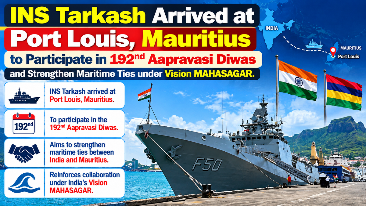 INS Tarkash Arrives at Port Louis to Participate in Mauritius' 192nd Aapravasi Diwas