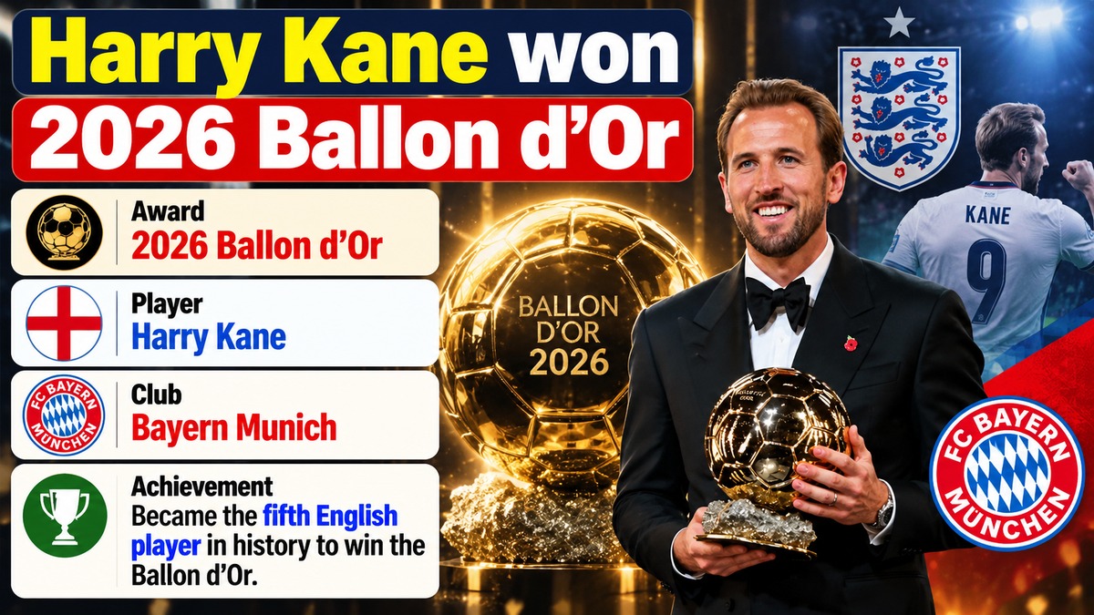 Harry Kane Wins 2026 Ballon d'Or, Breaking 25-Year English Drought
