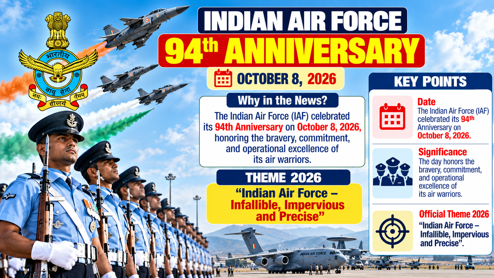 94th Indian Air Force Day 2026: Theme, Venue, and Key Highlights
