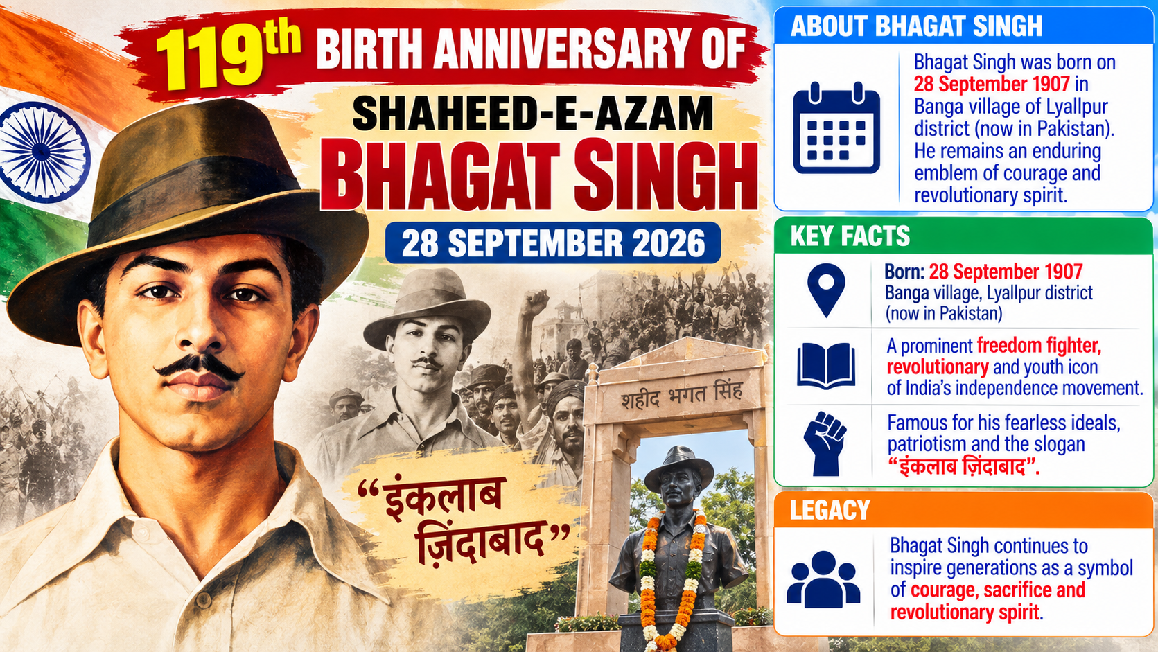 Nation Pays Tribute to Shaheed Bhagat Singh on His 119th Birth Anniversary