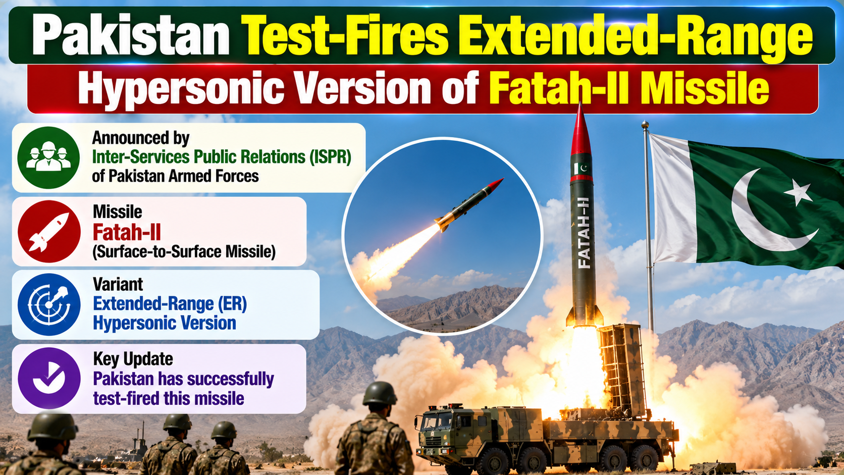 Pakistan Test-Fires Fatah-II ER Hypersonic Missile
