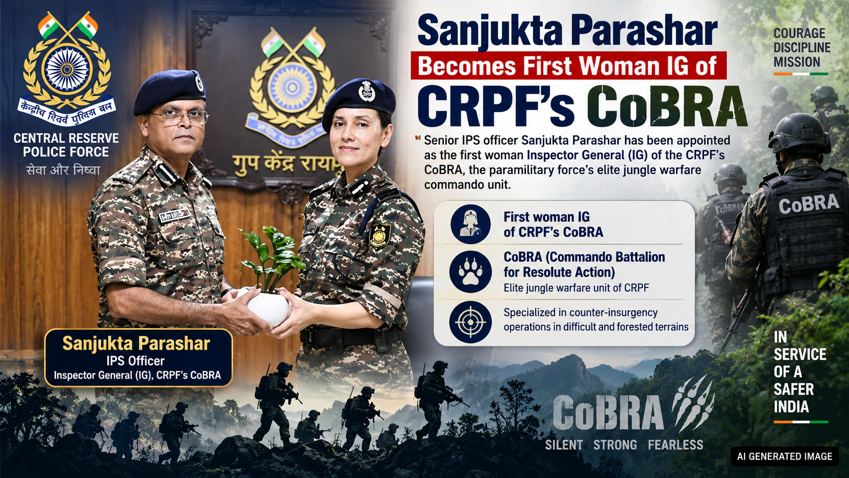 IPS Sanjukta Parashar Becomes First Woman IG of CRPF’s CoBRA Unit