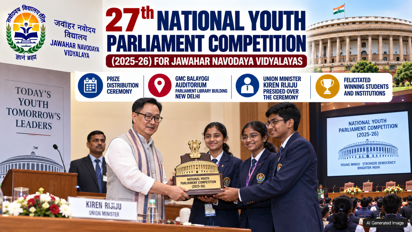 Award Ceremony of 27th National Youth Parliament Competition 2025-26 Held in New Delhi