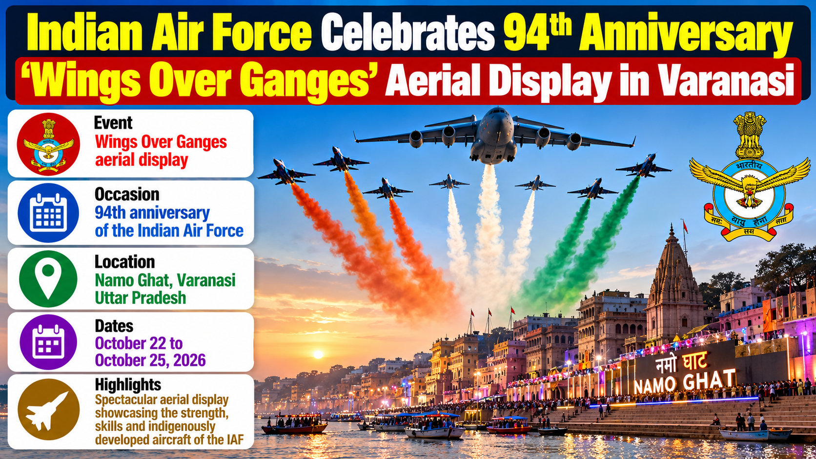 IAF Celebrates 94th Anniversary with 'Wings Over Ganges' Show