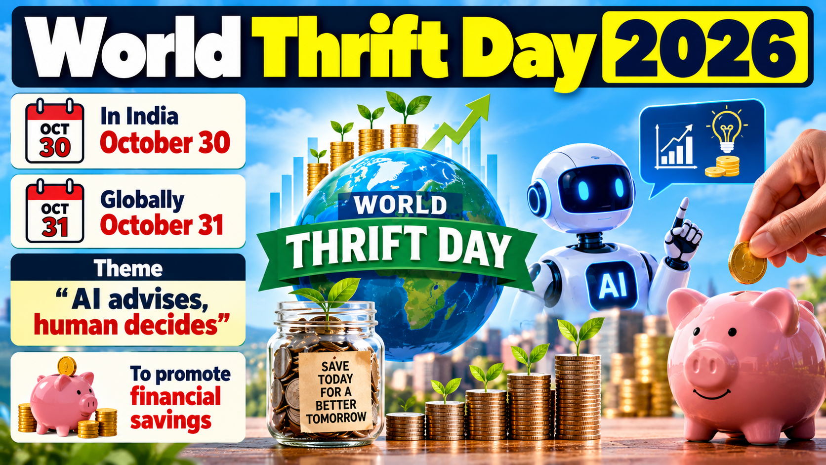 World Thrift Day 2026 Celebrated in India on October 30 Under Theme "AI advises, human decides"