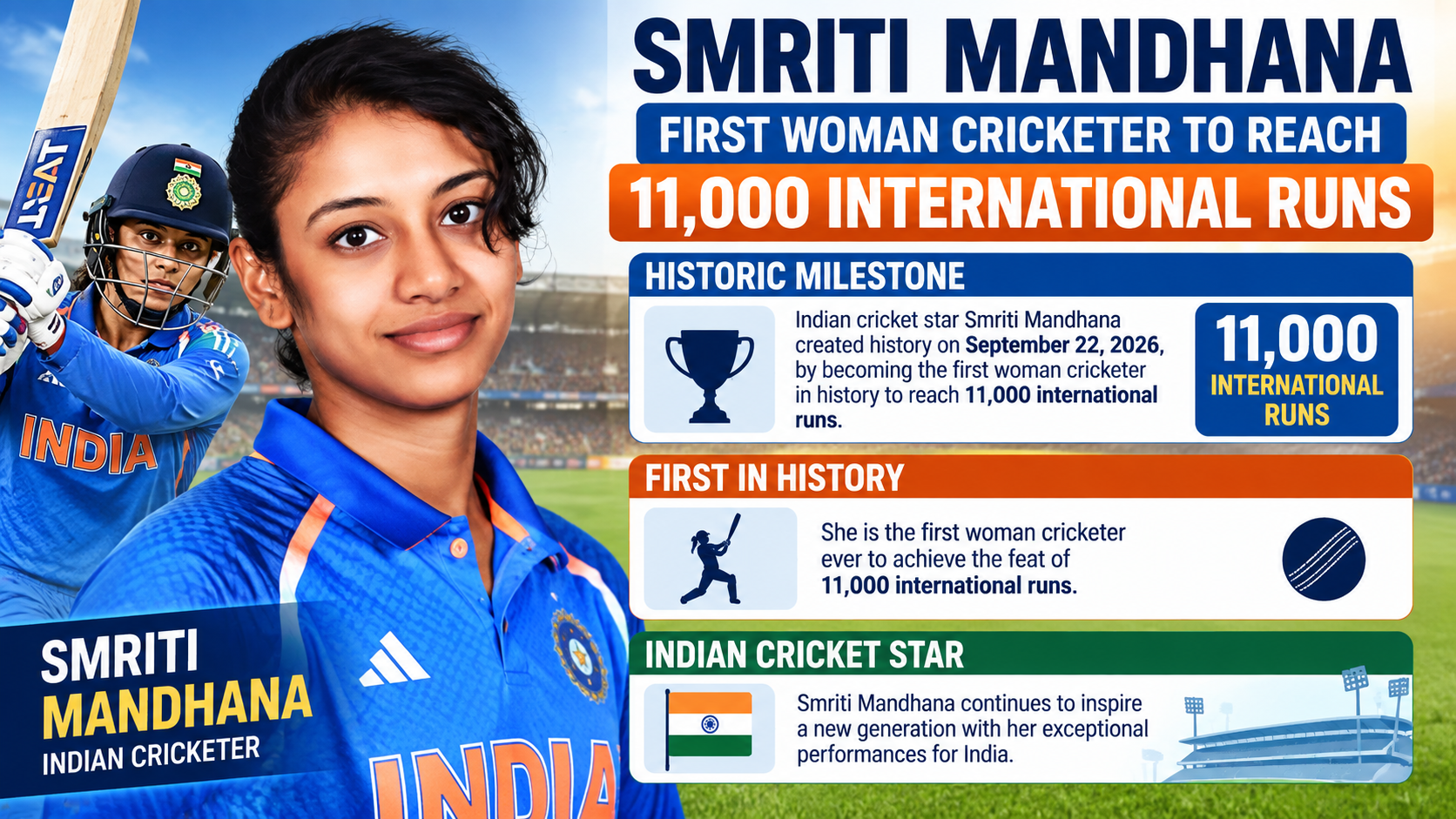Smriti Mandhana Becomes First Female Cricketer to Score 11,000 Runs