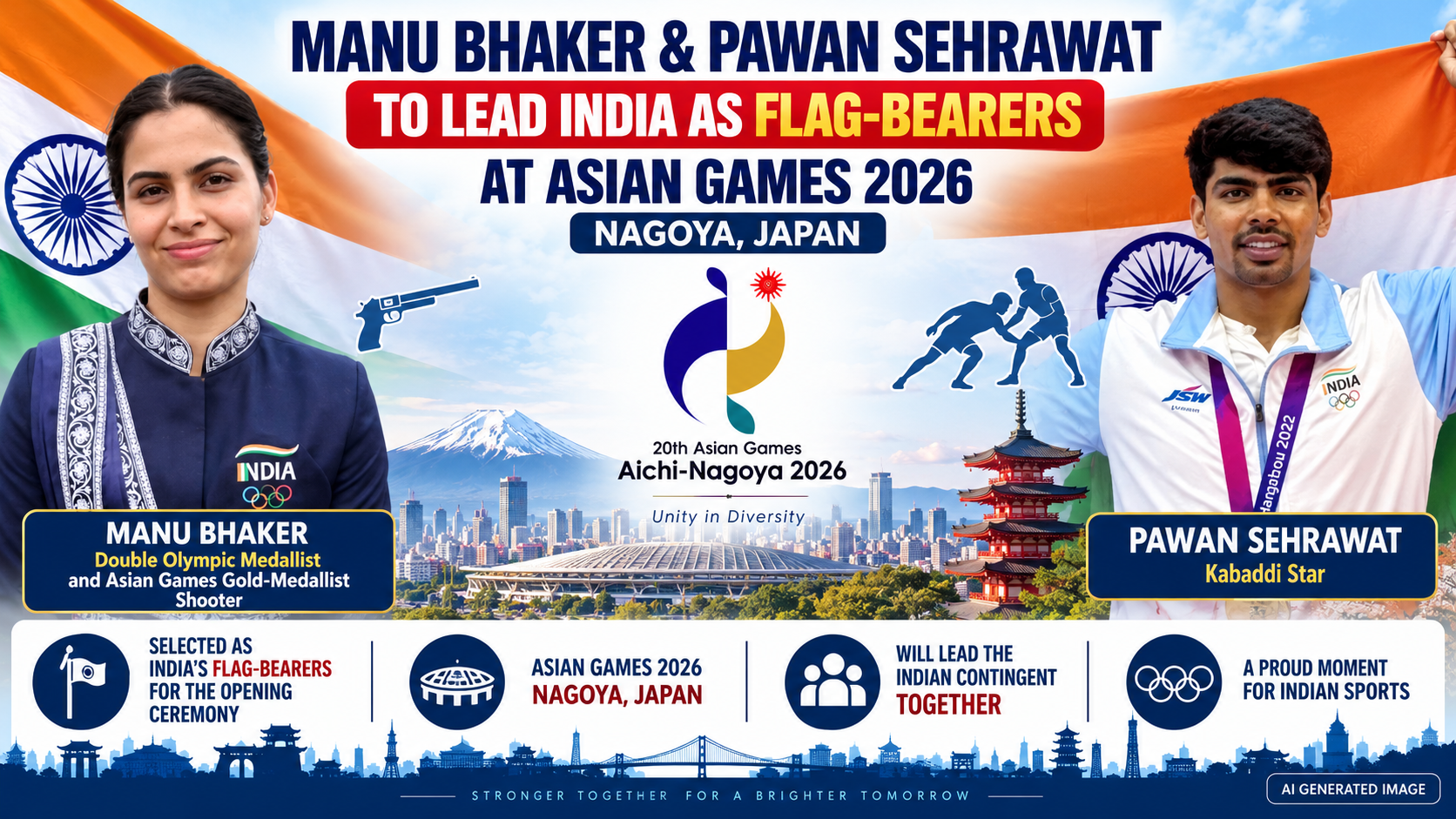 Manu Bhaker Appointed as India's Flag-Bearer for Asian Games 2026