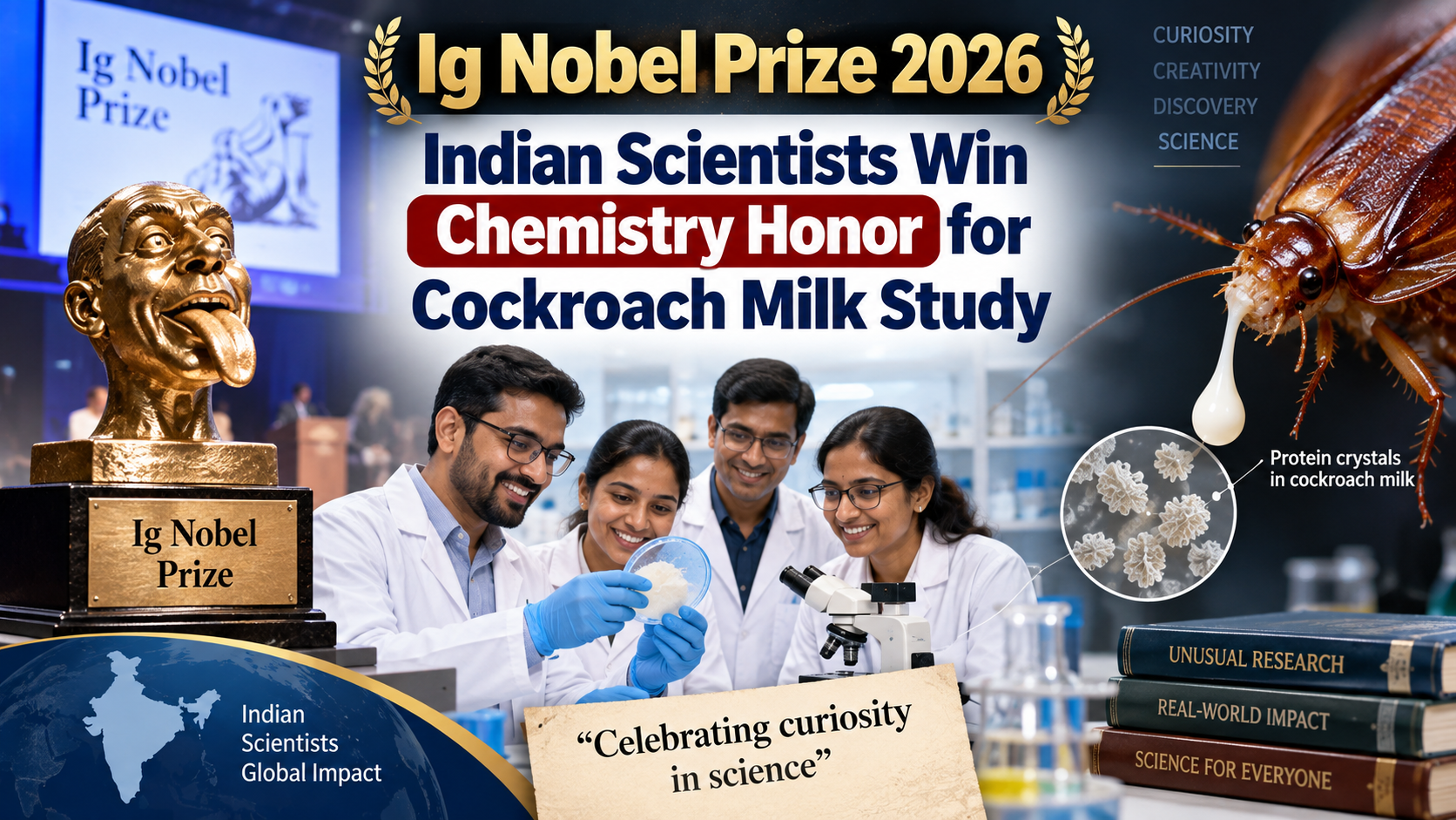 Ig Nobel Prize 2026: Indian Scientists Win Chemistry Honor for Cockroach Milk Study