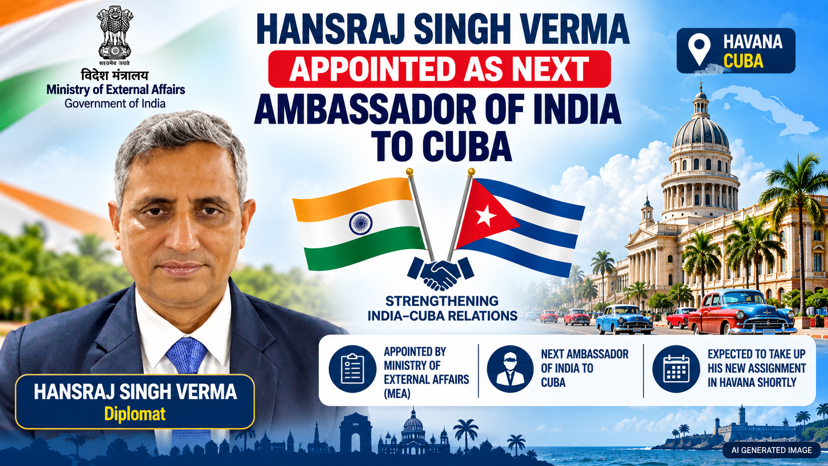 Hansraj Singh Verma Appointed as Next Ambassador of India to Cuba