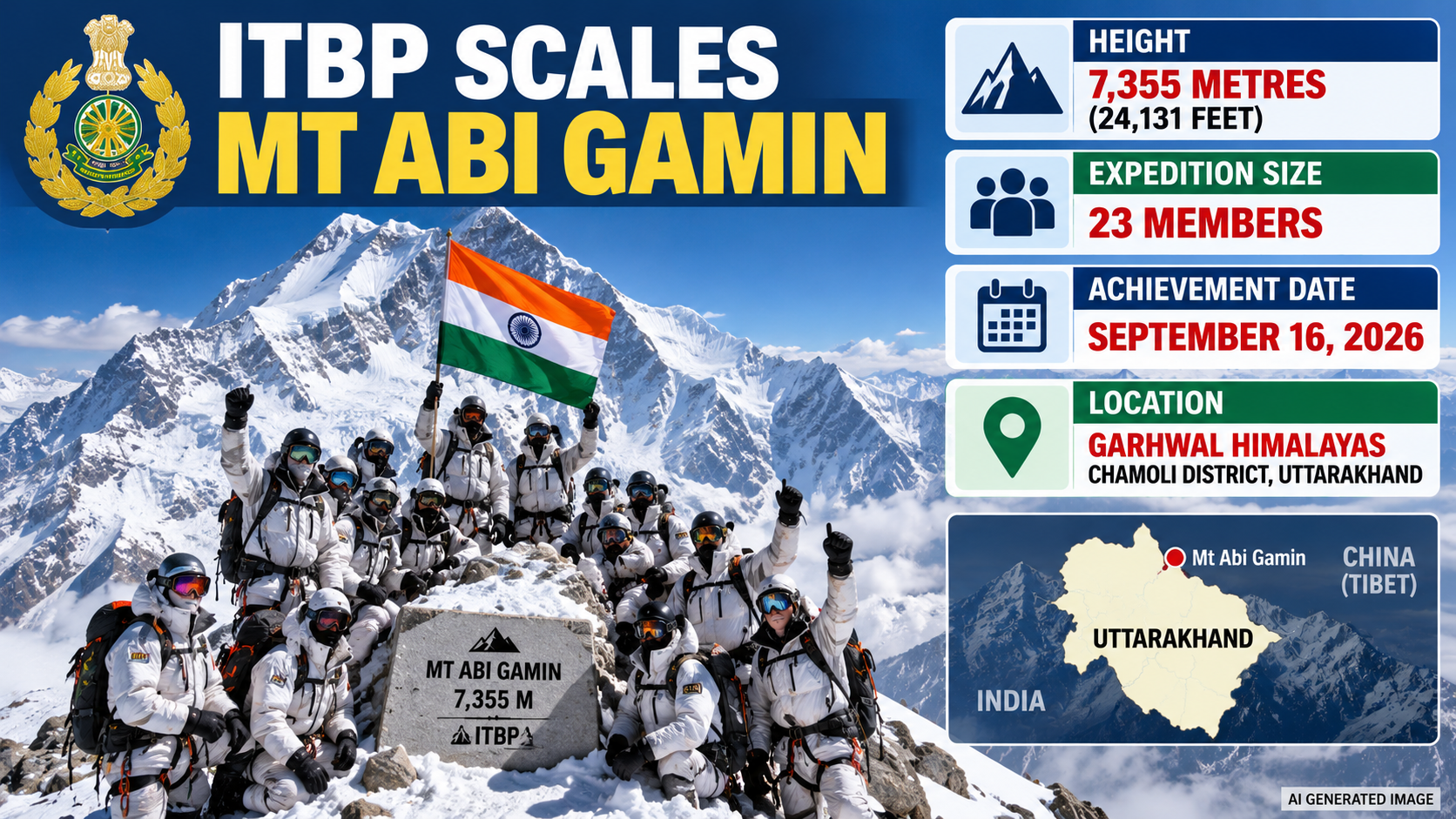 ITBP Scales 24,131-Foot Mt Abi Gamin, Unfurls Tricolour