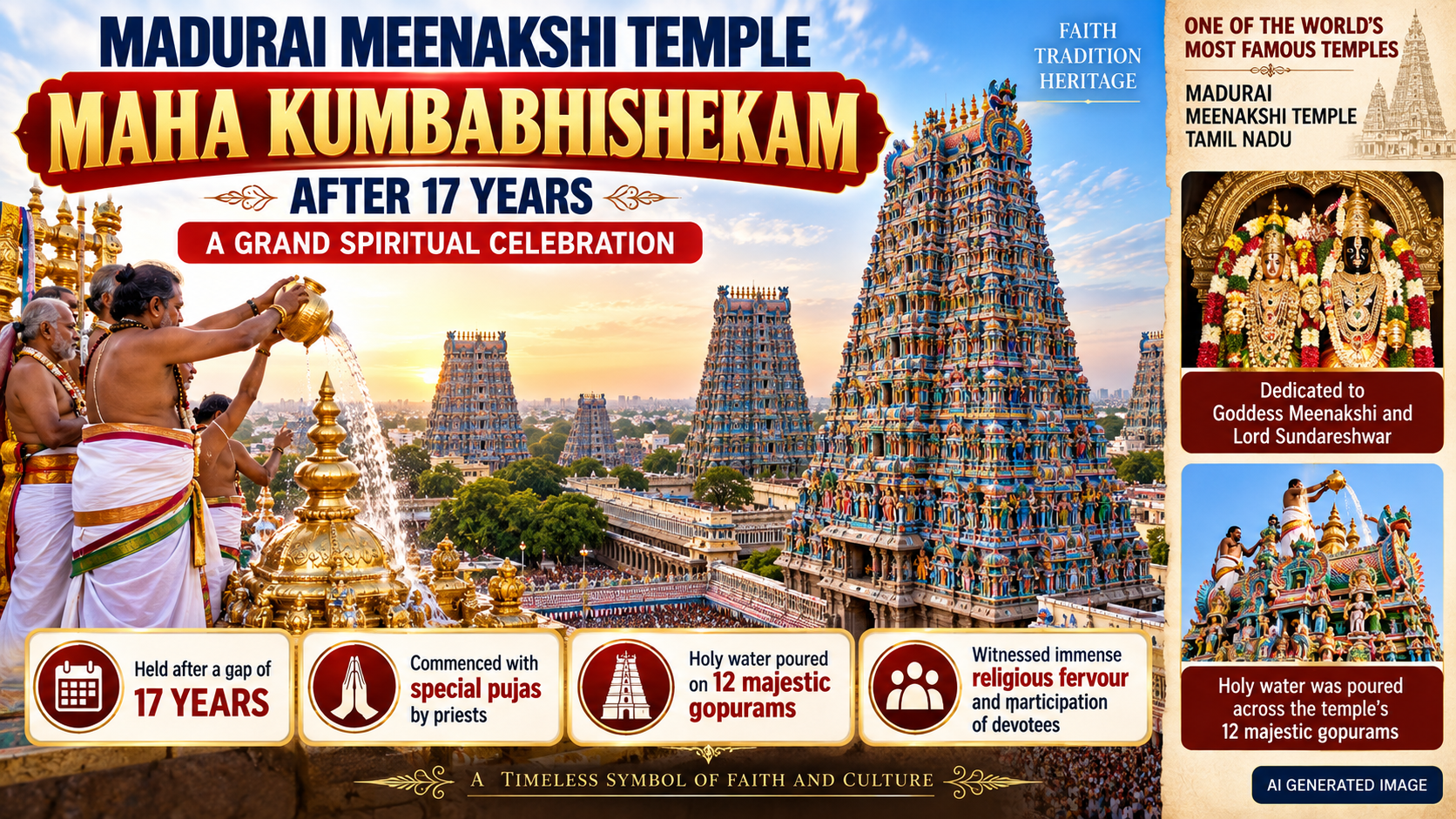 Madurai Meenakshi Temple Holds Maha Kumbabhishekam Ceremony After 17 Years