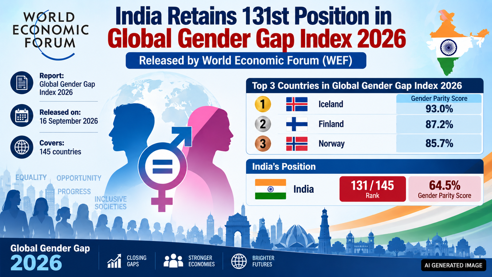 Global Gender Gap Index 2026: India Retains 131st Rank