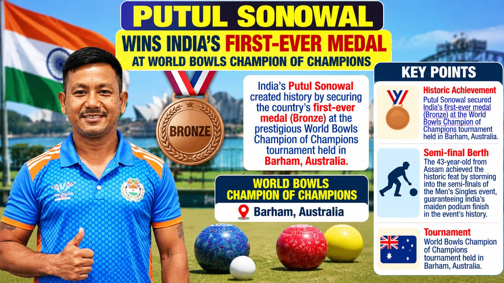 Putul Sonowal Script History: Wins India’s First-Ever Medal at World Bowls Champion of Champions
