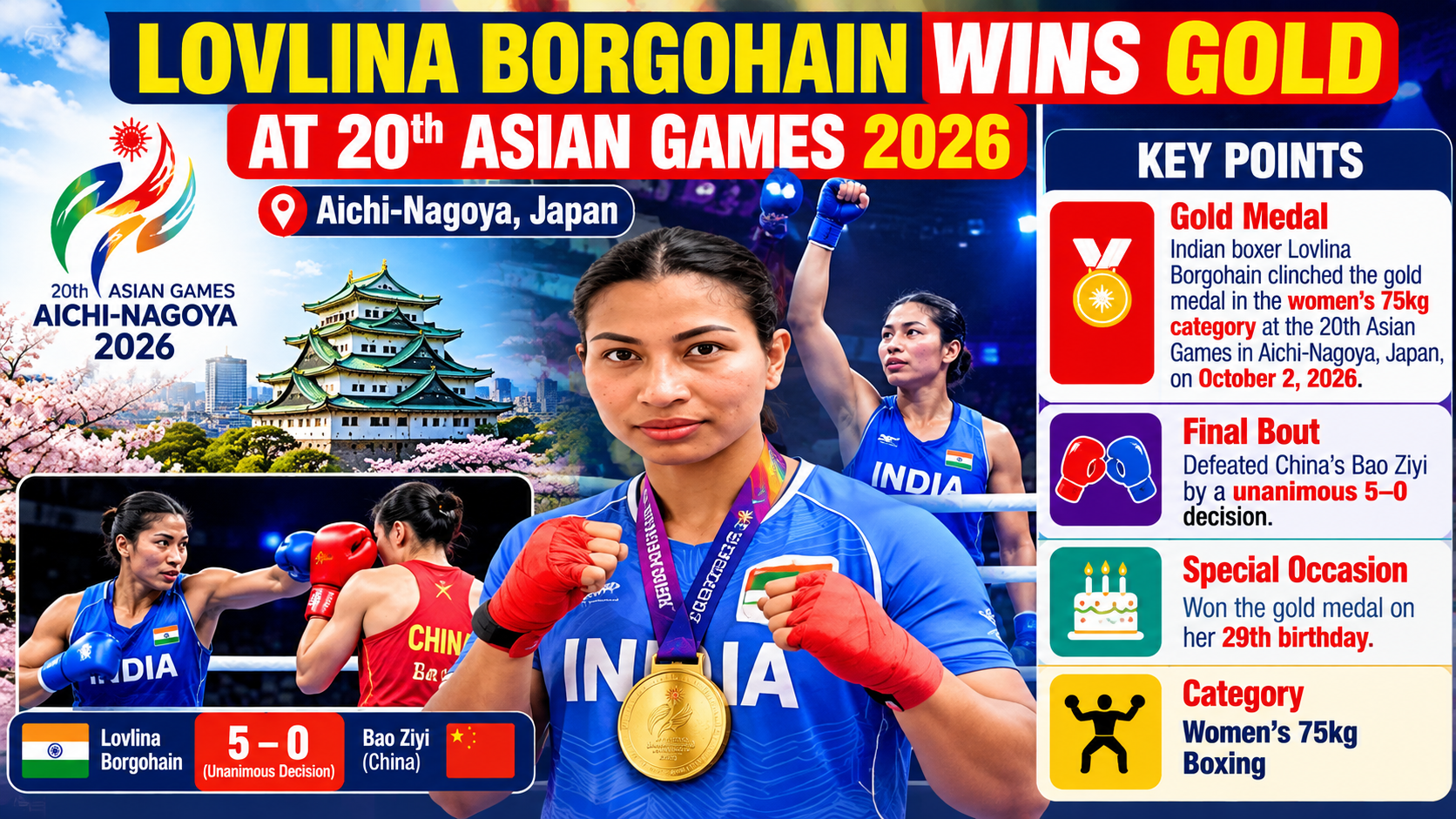 Lovlina Borgohain Clinches Gold Medal in Boxing at Asian Games 2026