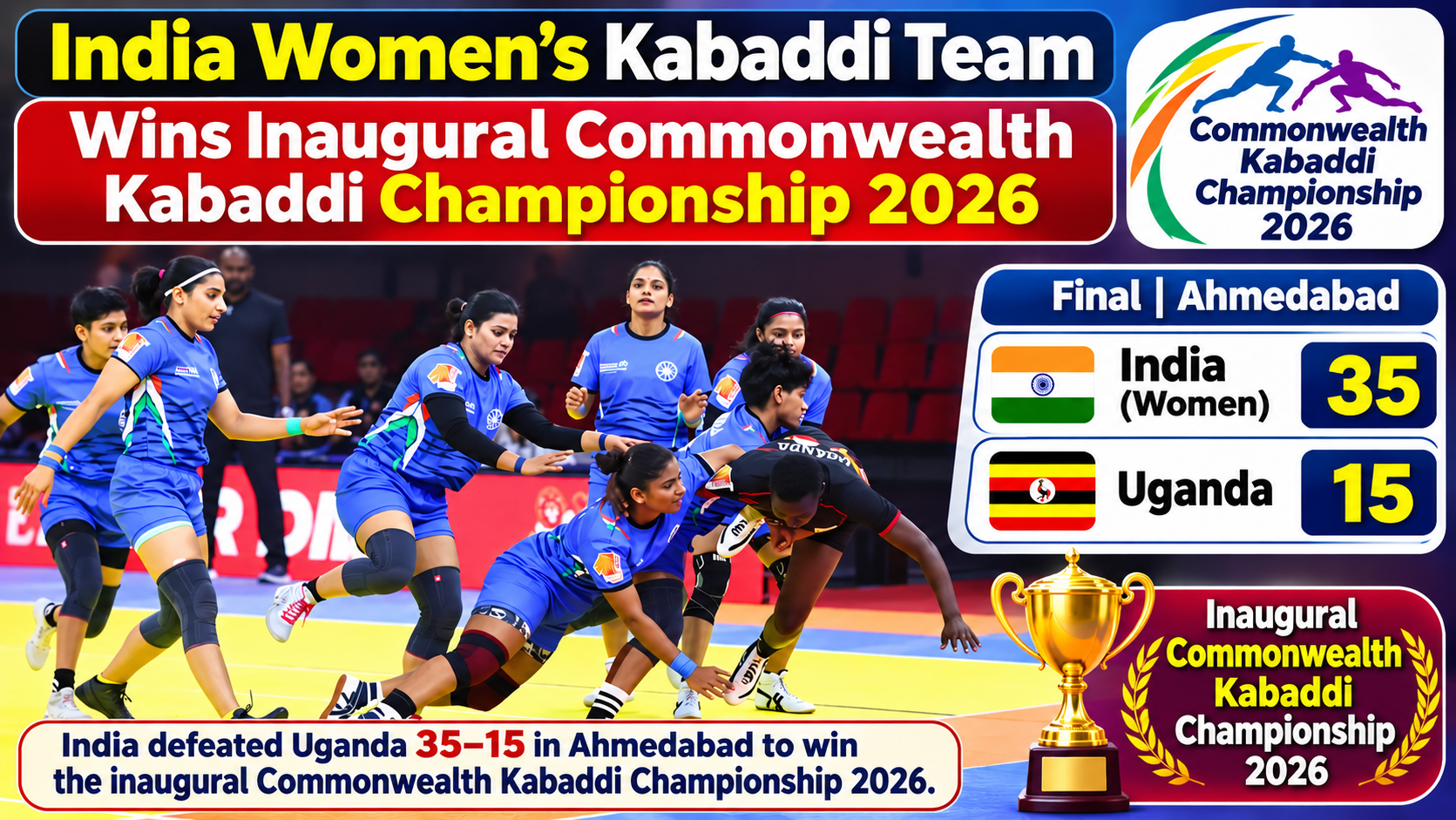 Indian Women Win Inaugural Commonwealth Kabaddi Championship 2026 in Ahmedabad