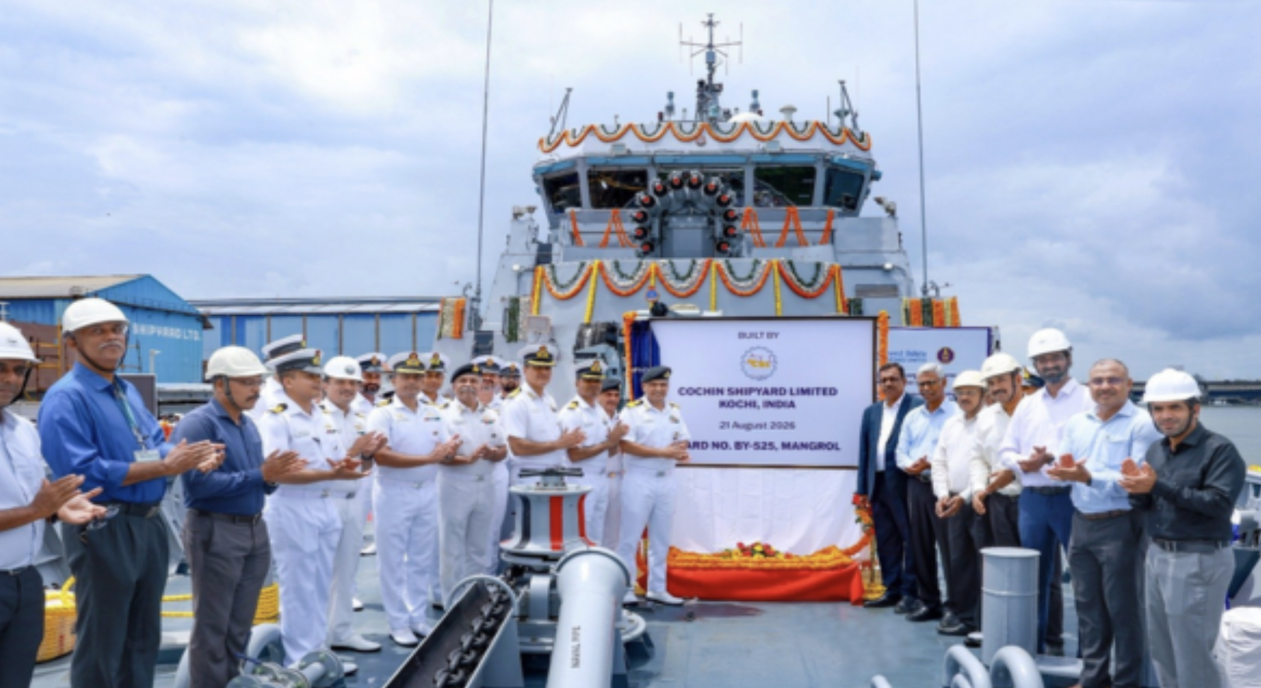 Cochin Shipyard Delivers 3rd ASW-SWC 'Mangrol' to Indian Navy