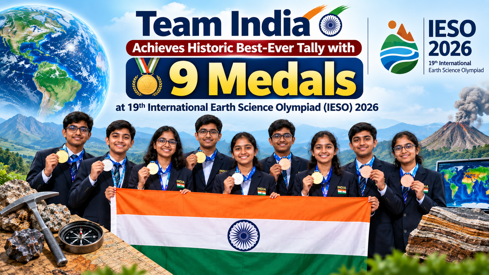 Team India Achieves Historic Best-Ever Tally with 9 Medals at 19th International Earth Science Olympiad (IESO) 2026