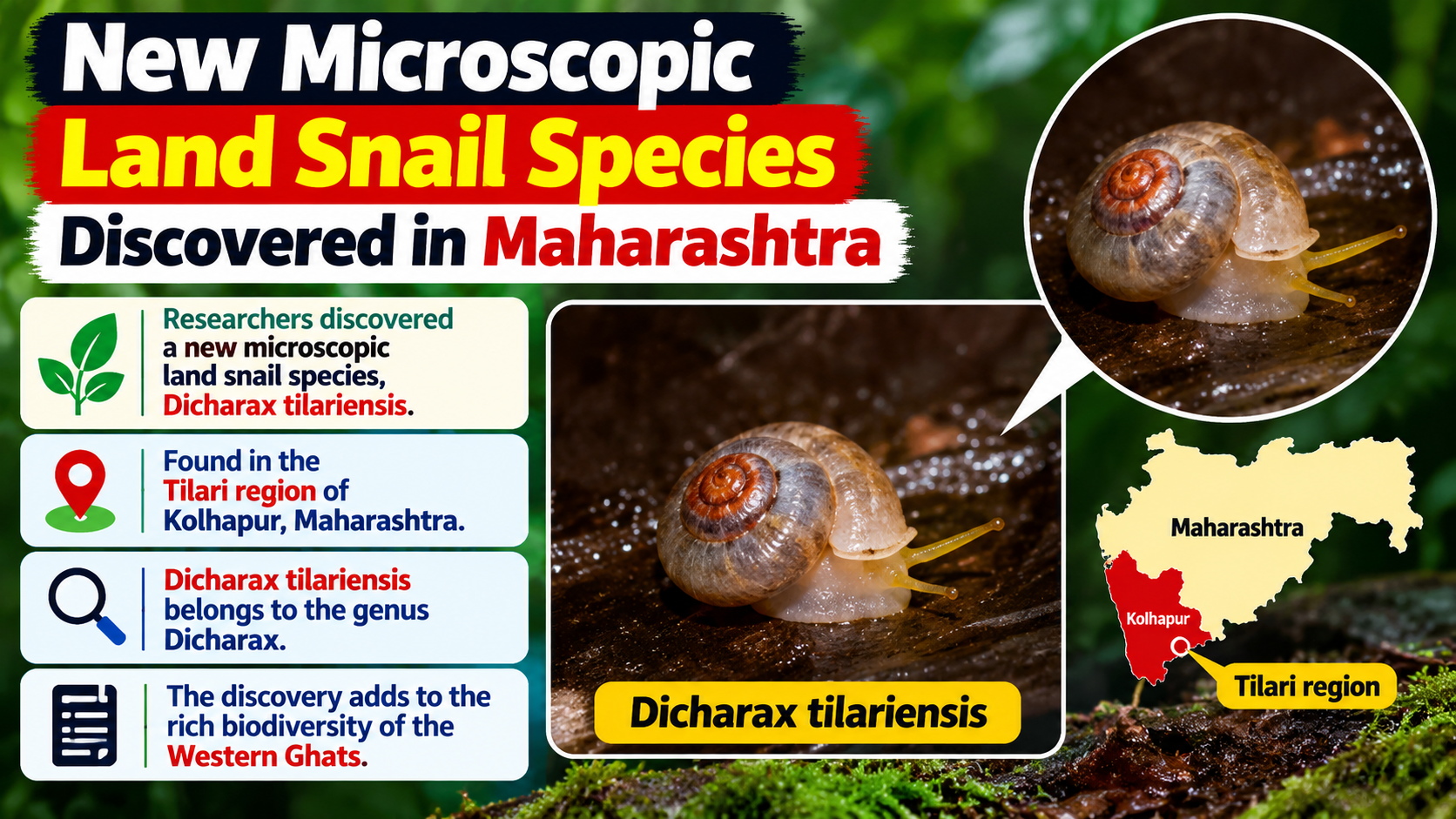 New Microscopic Land Snail Species 'Dicharax tilariensis' Discovered in Kolhapur, Maharashtra