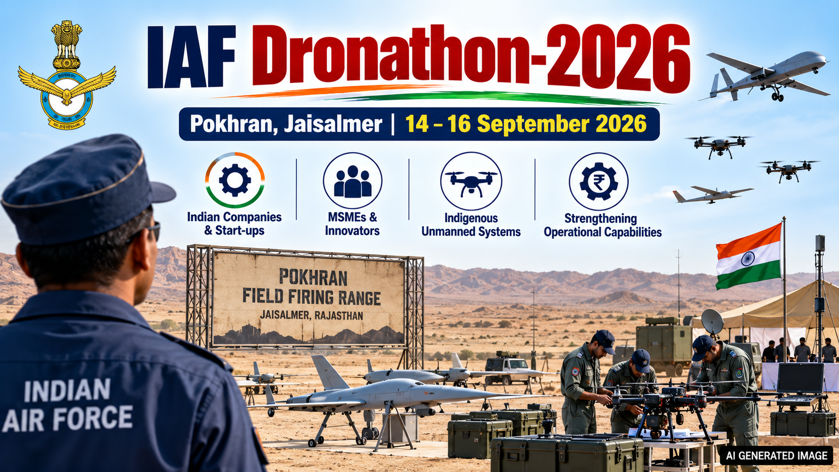 IAF’s First ‘Dronathon-2026’ Begins at Pokhran Field Firing Range, Jaisalmer