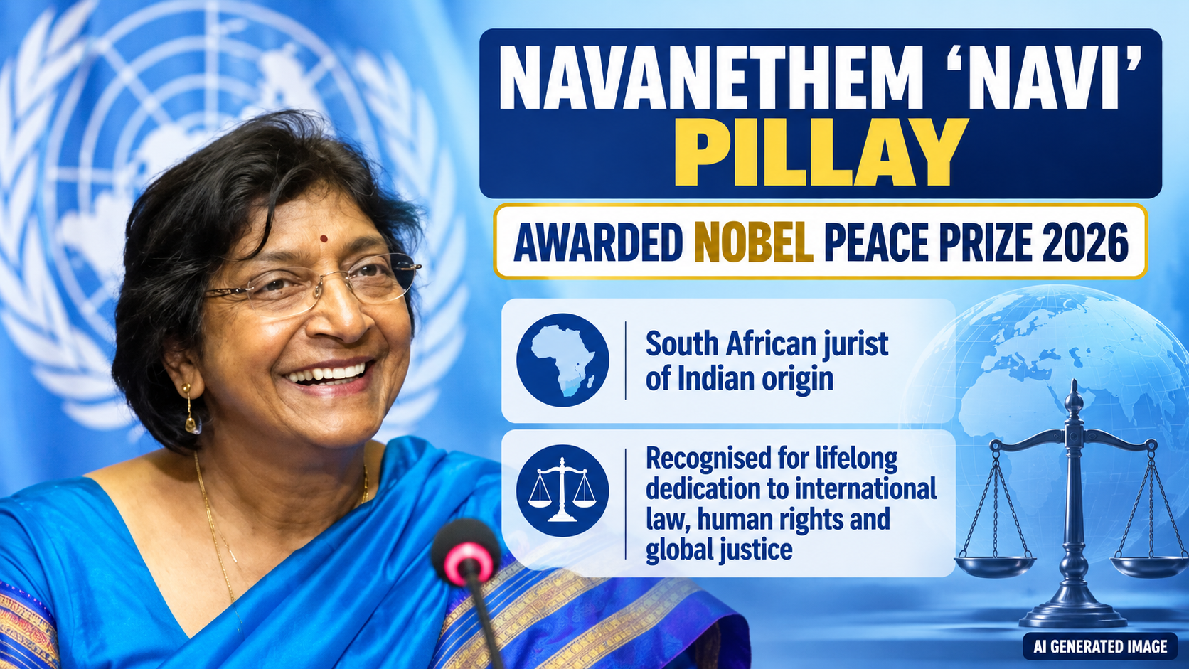 Indian-Origin South African Jurist Navanethem Navi Pillay Wins Nobel Peace Prize 2026