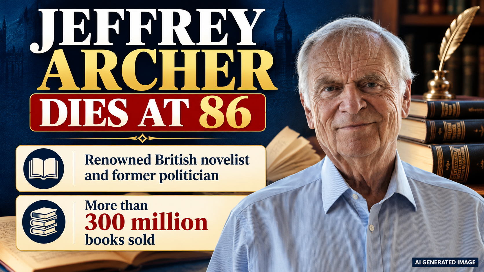 Renowned British Novelist and Former Politician Jeffrey Archer Passes Away at 86