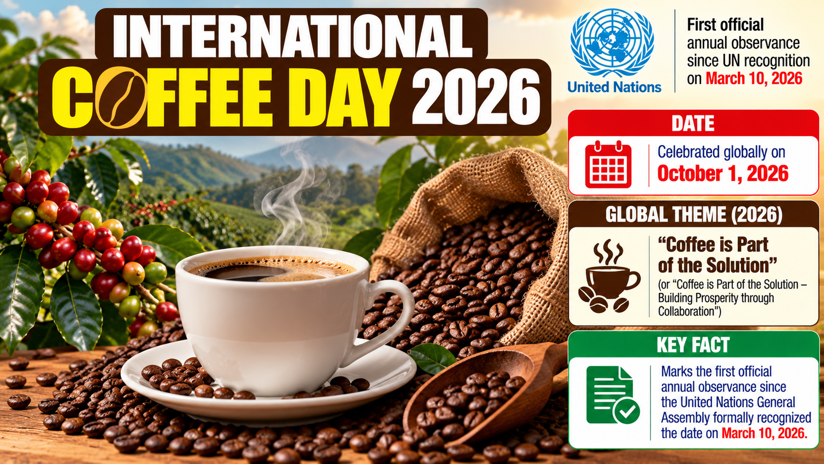 International Coffee Day 2026: UN Theme & India Events