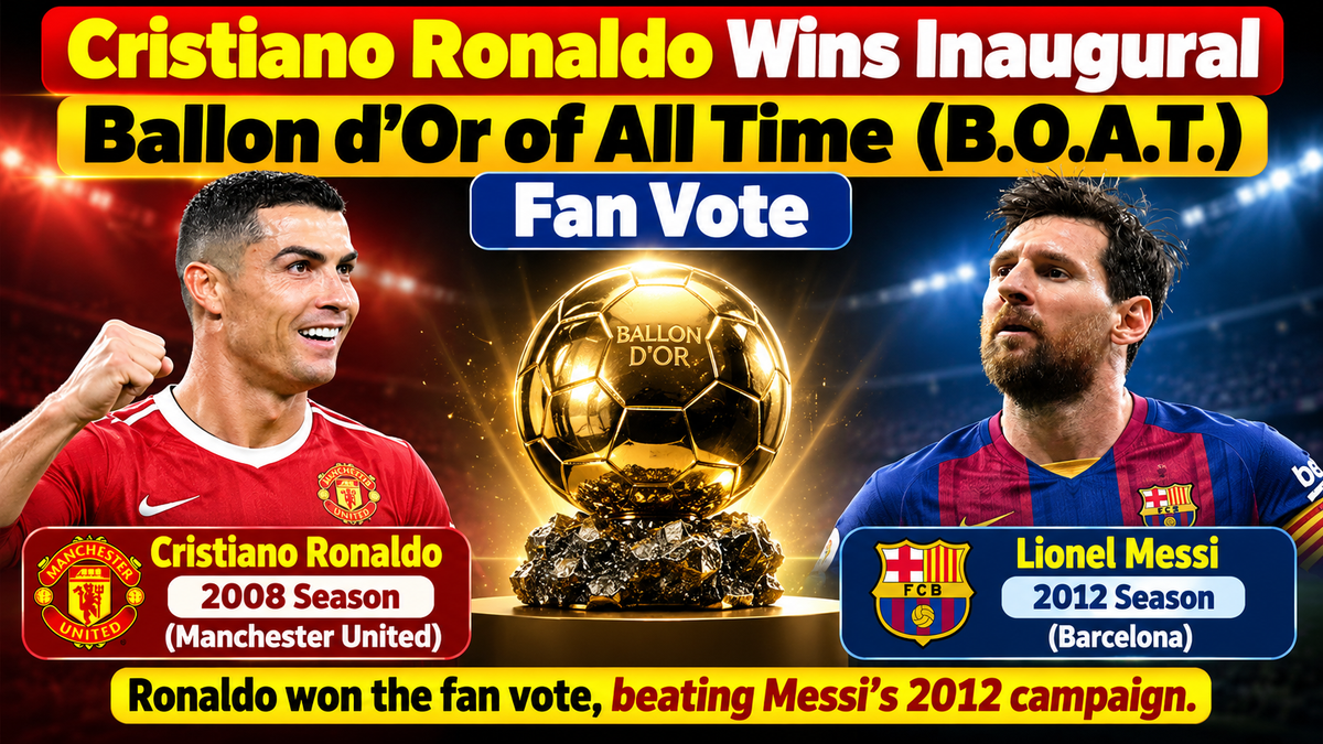 Cristiano Ronaldo Beats Lionel Messi to Claim Inaugural Ballon d'Or of All Time (B.O.A.T.) Award