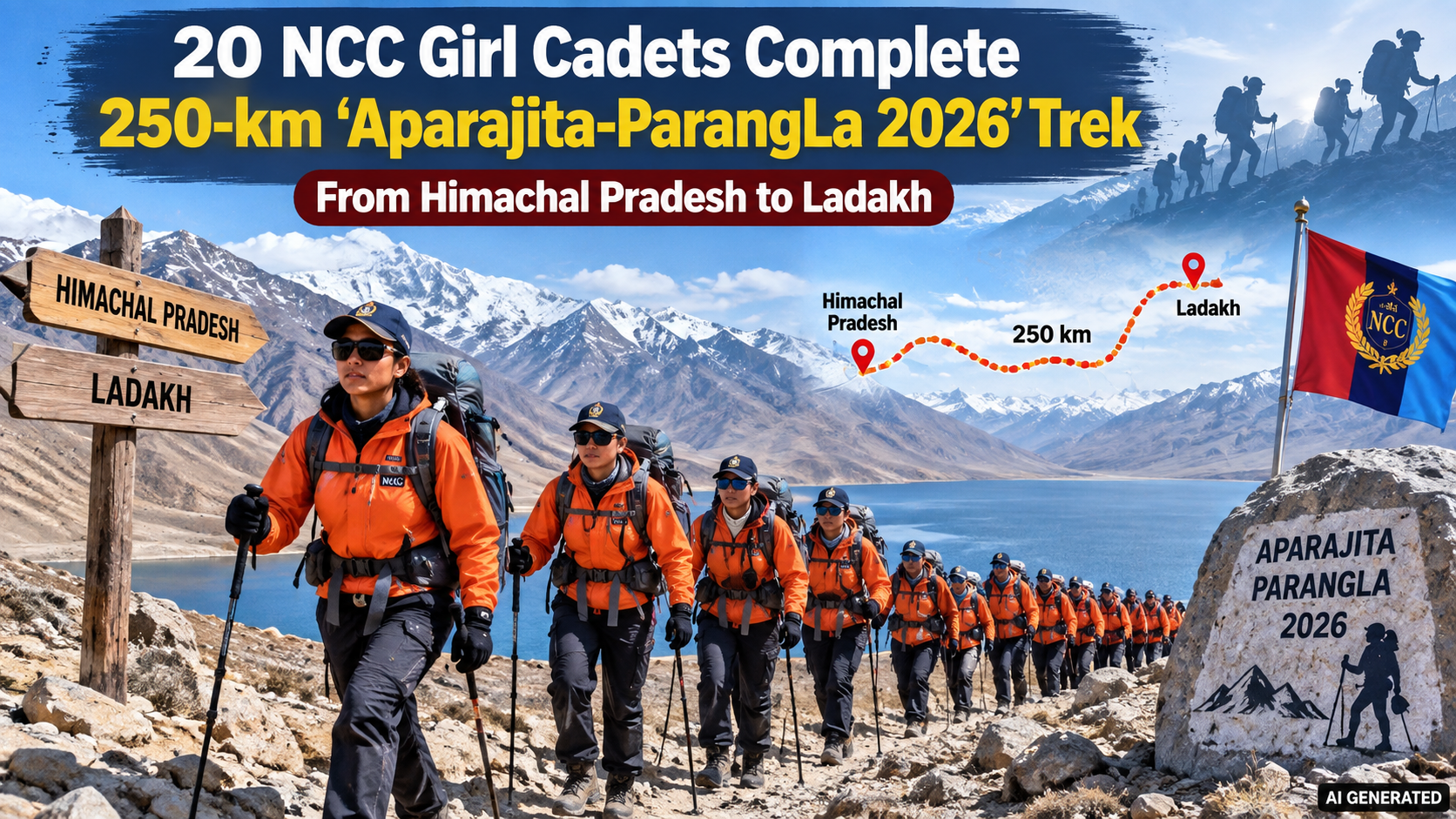 Twenty NCC Girl Cadets Complete Aparajita-ParangLa 2026 Trek