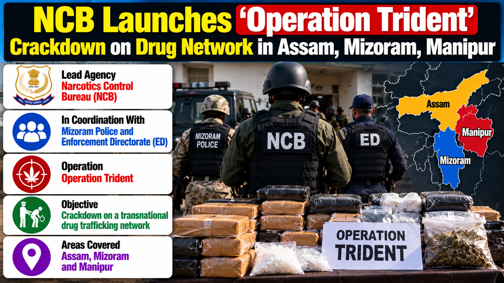 NCB Launches 'Operation Trident' Across Three Northeastern States