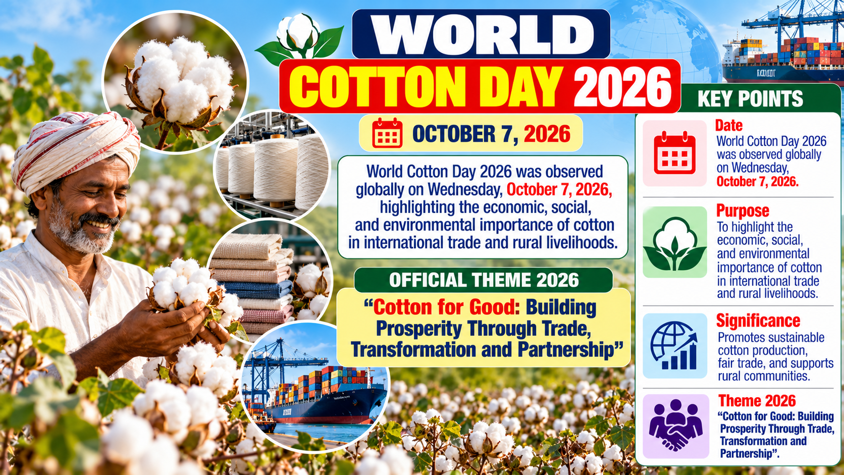 World Cotton Day 2026: Date, Theme, Global Host, and Key Highlights