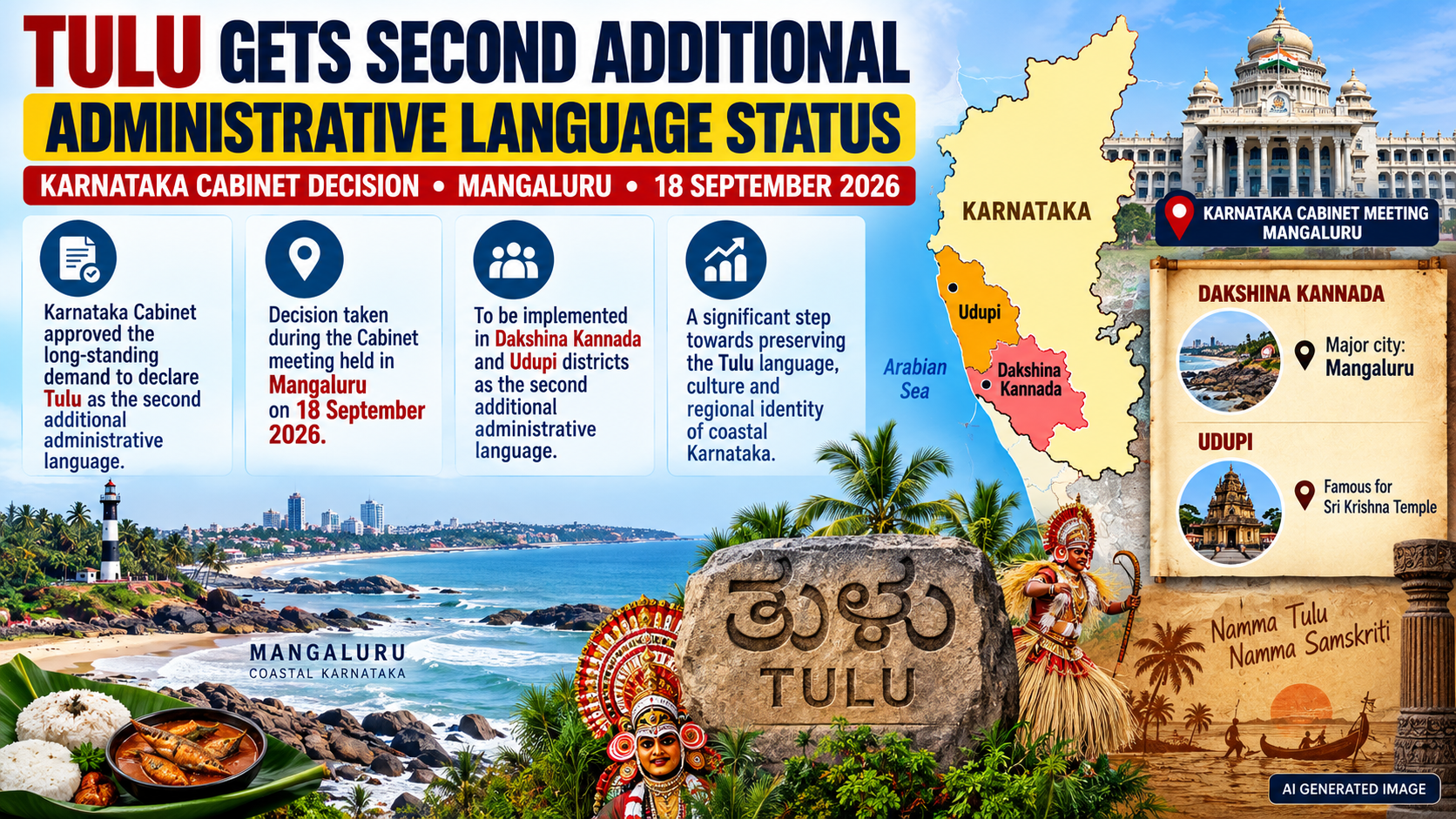 Karnataka Declares Tulu as Second Official Language in Udupi & Dakshina Kannada