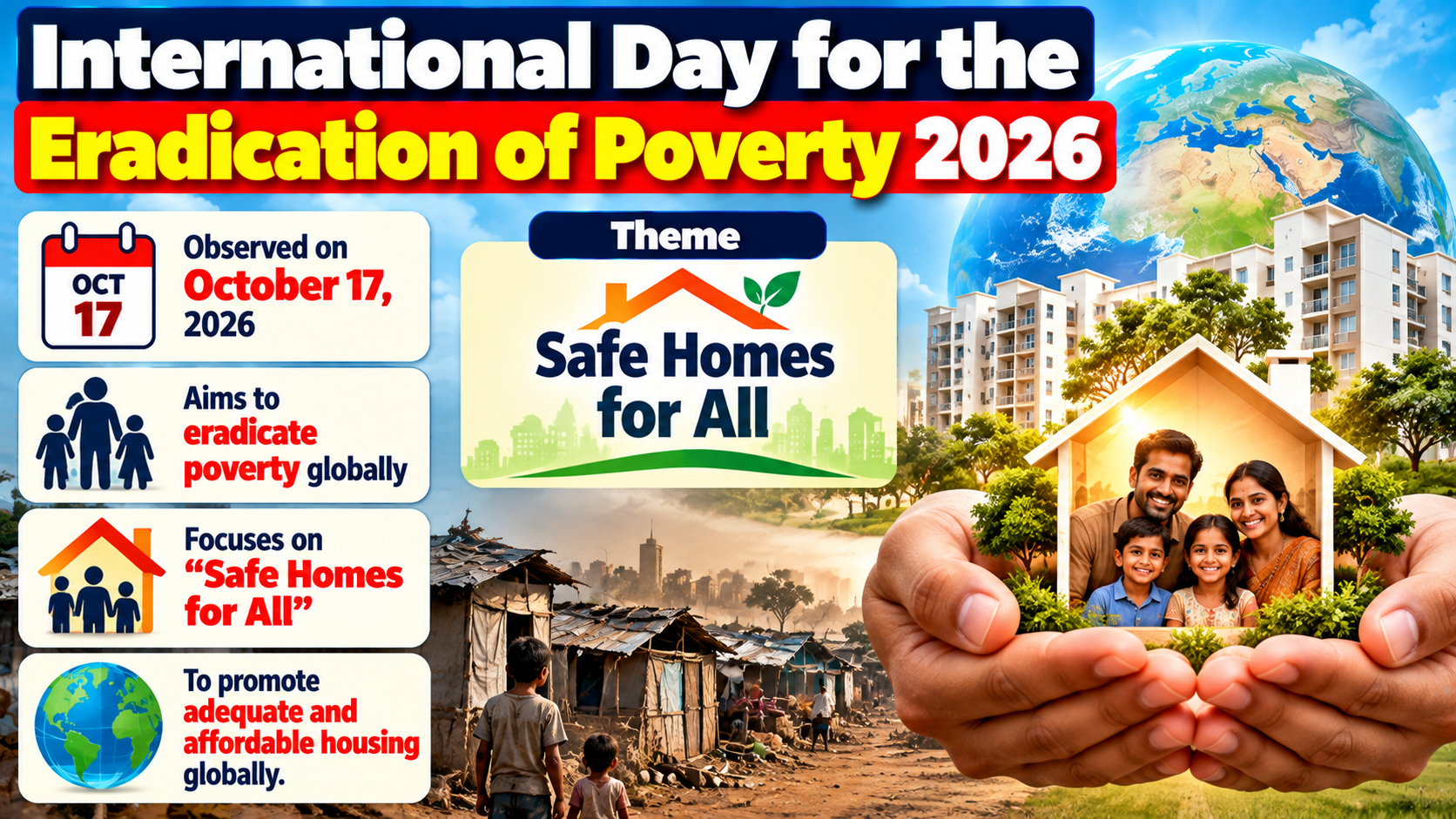 International Day for the Eradication of Poverty 2026 Observed on October 17 Under Theme "Safe Homes for All"