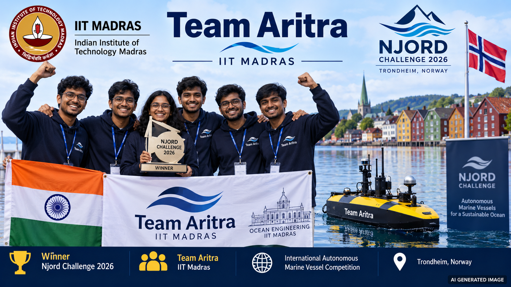 IIT Madras Team ‘Aritra’ Wins Njord Challenge 2026 in Norway for Autonomous Surface Vessels