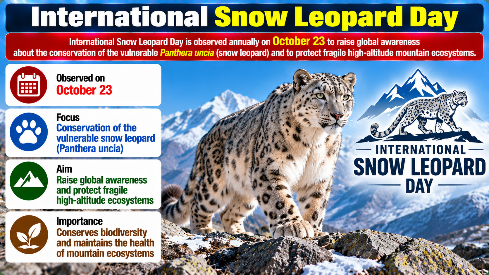 International Snow Leopard Day 2026 Observed on October 23