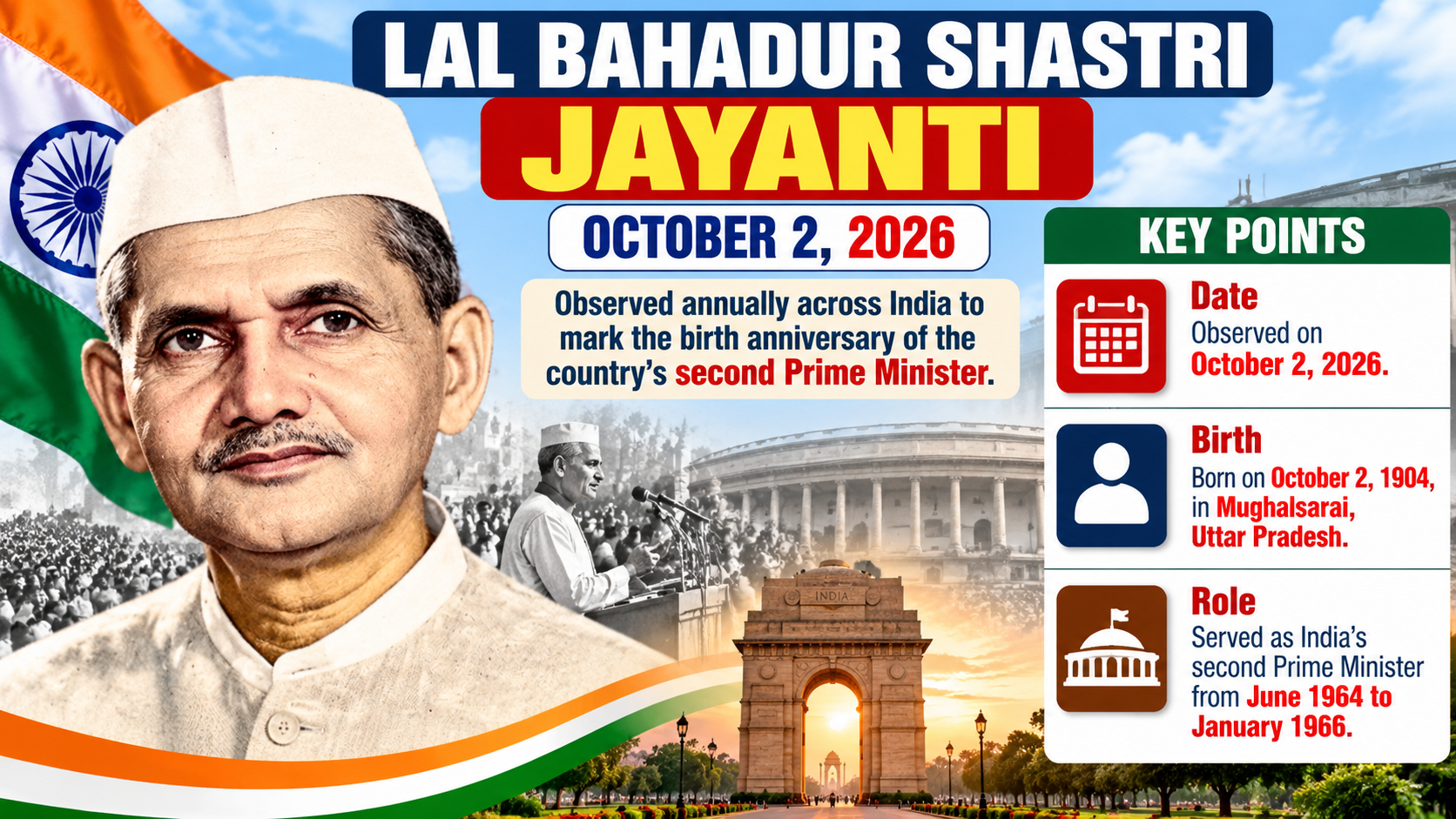 Lal Bahadur Shastri Jayanti 2026: History, Significance, and Key Highlights
