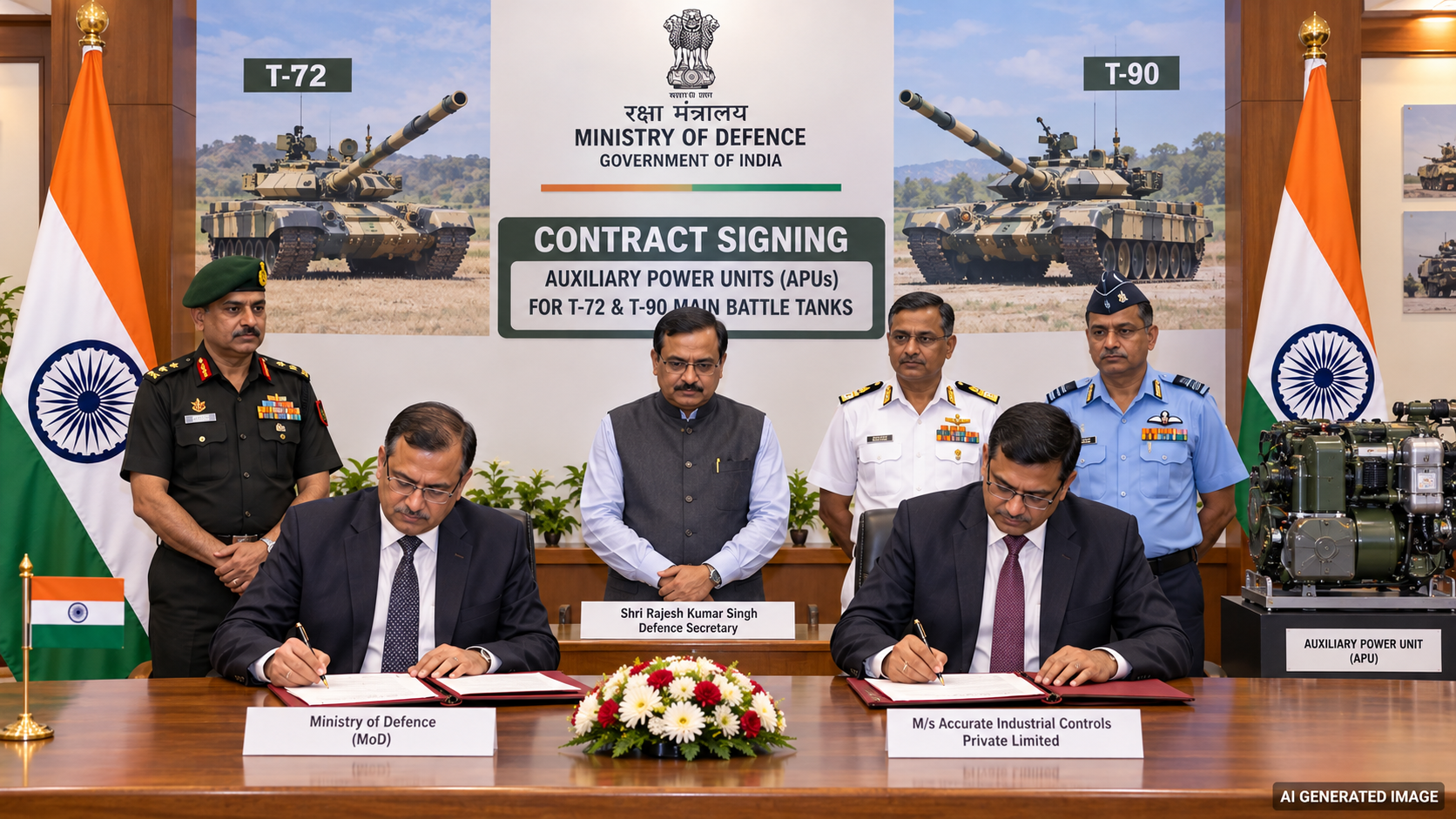 Ministry of Defence Signs Rs 586 Crore Contract for Auxiliary Power Units for T-72 & T-90 Tanks