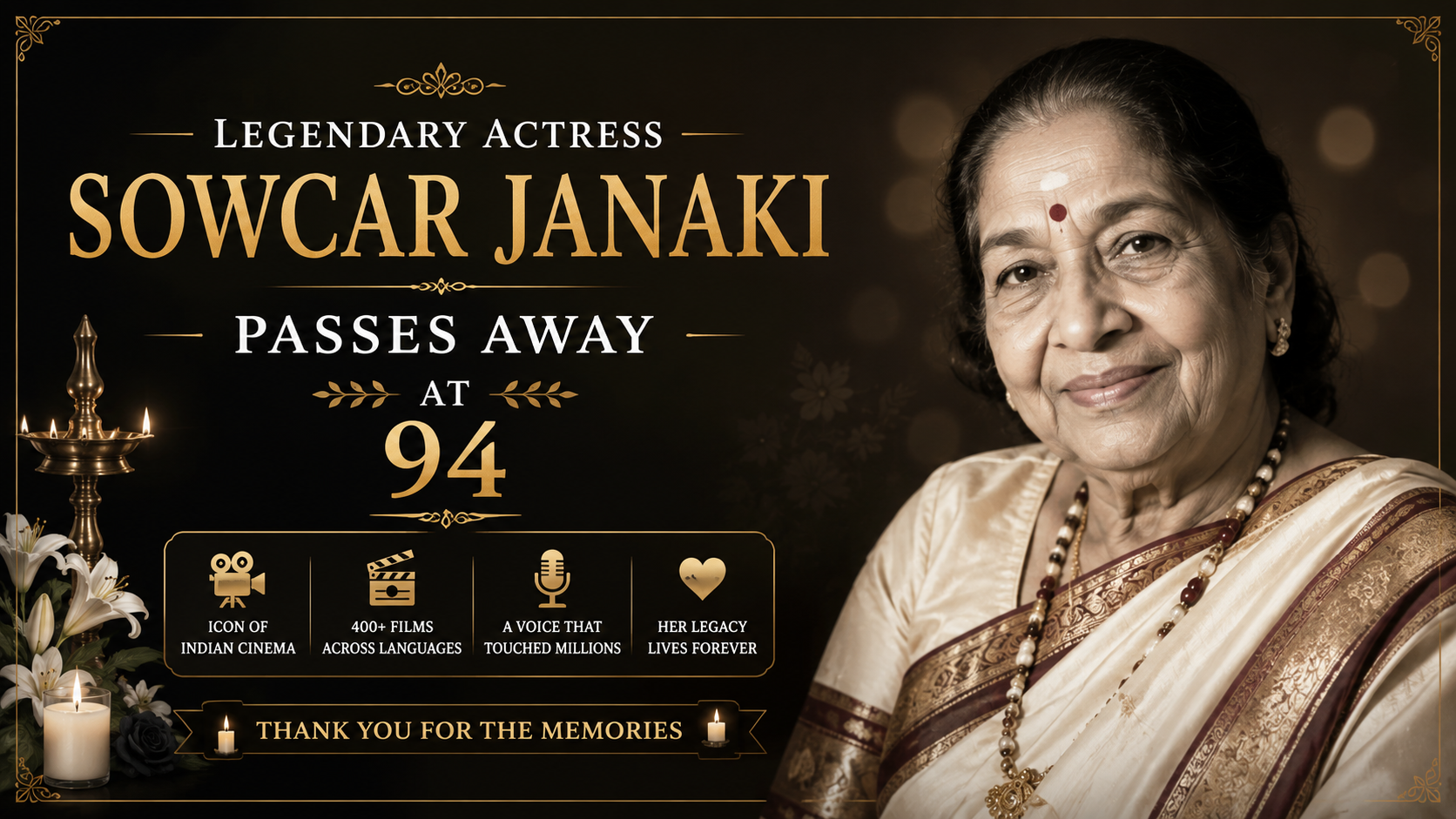 Legendary Actress Sowcar Janaki Passes Away at 94