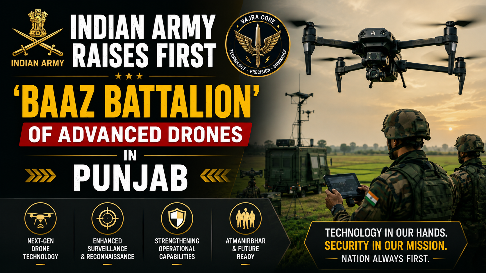 Indian Army Raises First 'Baaz Battalion' of Advanced Drones in Punjab