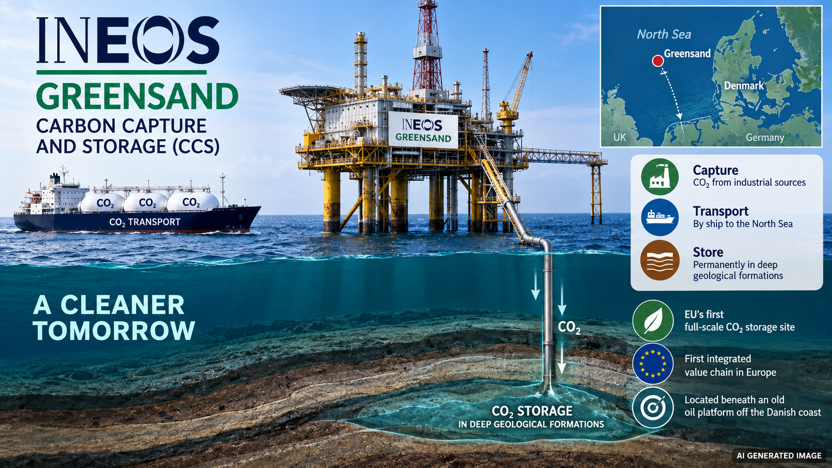 Denmark Inaugurates EU's First Full-Scale CO2 Storage Facility 'Greensand' in North Sea